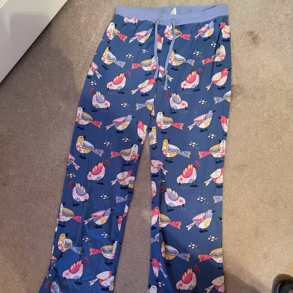 Women’s Blue Bird-Print Pajama Pants